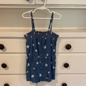 Old Navy kids Star Print Denim Romper 6-7